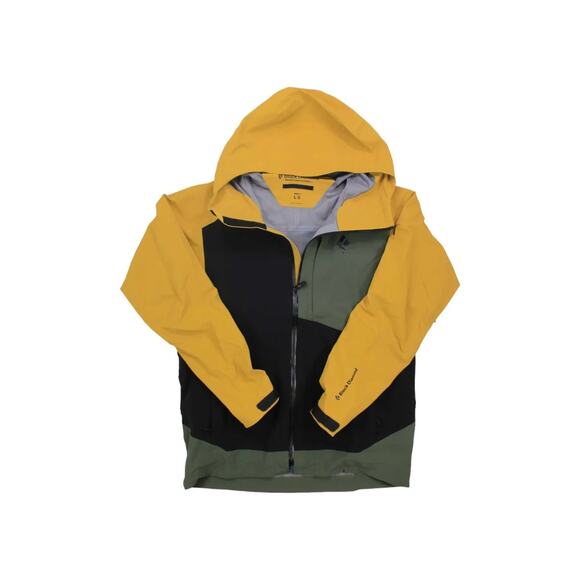 Black Diamond Recon Stretch Ski Shell Jacket Parka Amber Yellow BLK Mens M NEW - Picture 6 of 6